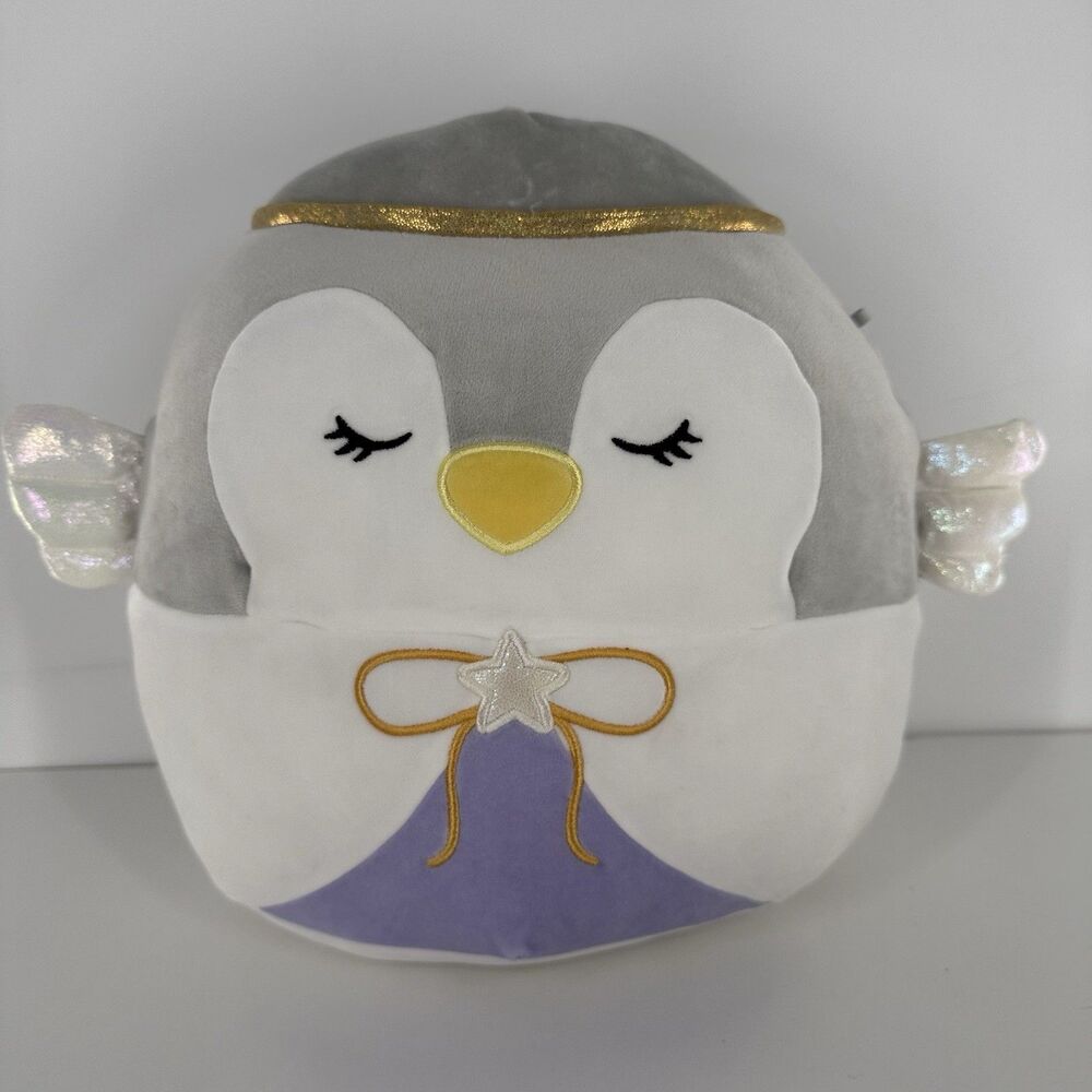 Squishmallows JENNEY 12" Holiday Angel Grey Penguin Christmas Plush 2023